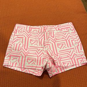 Neon pink and white shorts from J.Crew Factory.